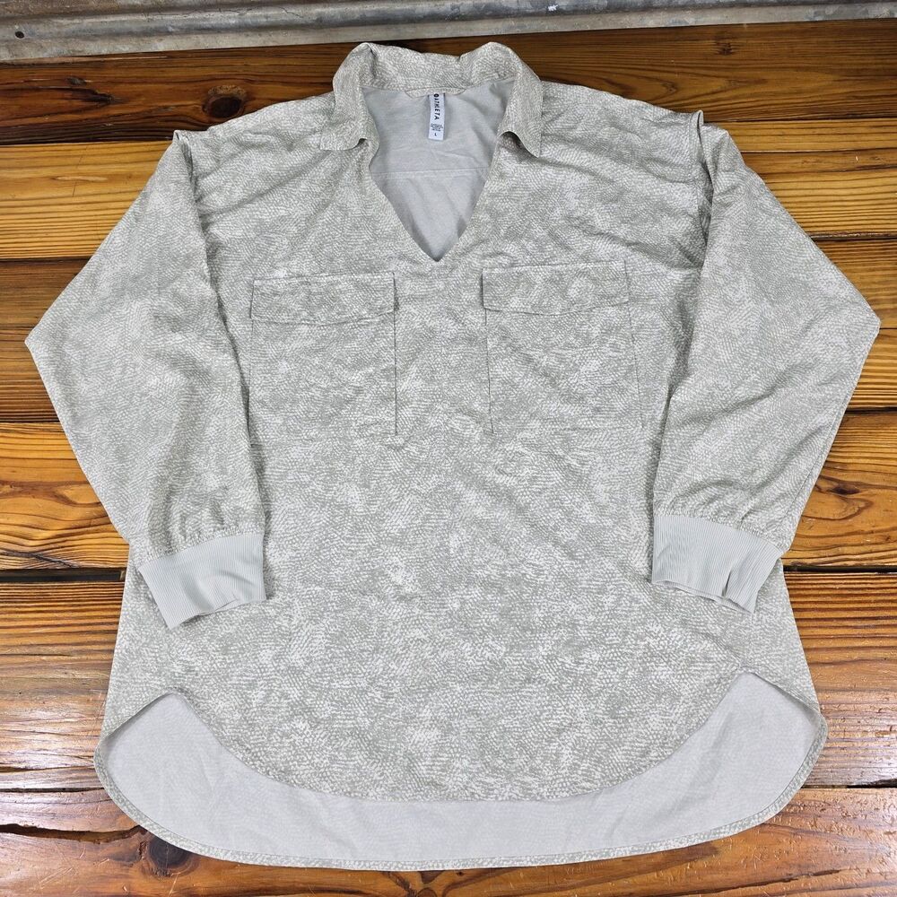 Athleta Womens Zuma Printed Tunic Viper Grey Long Sleeve Size Large